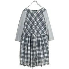 アズノウアズ★カットワーク刺繡♪長袖ワンピース 大きいサイズ13 グレー系 チェック柄♪z16730