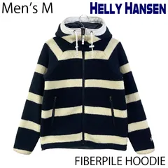 【USED／メンズM】HELLY HANSEN ボアフリース フーディ ジャケット ネイビー／ホワイト
