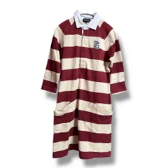 PEARLY GATES パーリーゲイツ ボーダー柄 ラガーシャツ ワンピース プルオーバー 刺繍ロゴ ゴルフウェア ポロシャツワンピース スポーツ 長袖 レディース サイズ1 ベージュ×レッド 春 久喜倉庫店 23 No.K1045Y