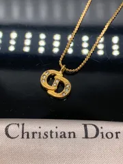 クリスチャンディオール 　ラインストーン 　CDロゴ ゴールド　ネックレス　希少　刻印入り