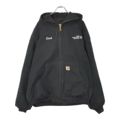 USA製 Carhartt カーハート アクティブジャケット ワーク 企業ロゴ ブラック(メンズ XL)中古 古着 X0231