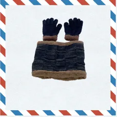 手袋　ネックウォーマー　セット売り　紺色　茶色　冬物　防寒具