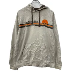 THE NORTH FACE プリントスウェット パーカー M ベージュ ザノースフェイス プルオーバー ビッグプリント フーディー 秋物 a712-6428