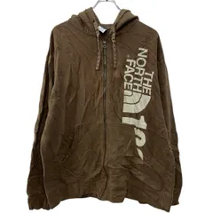THE NORTH FACE プリントスウェット パーカー XL ブラウン ザノースフェイス ジップアップ ジップパーカー フーディー 秋物 a712-6430