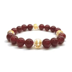 10mm 四神獣金彫水晶×赤瑪瑙 パワーストーン ブレスレット天然石 運気上昇 開運 金運 恋愛運 お守り 青龍 白虎 玄武 朱雀　シンプル  [l]
