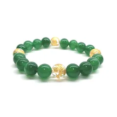 10mm 四神獣金彫水晶×緑瑪瑙 パワーストーン ブレスレット天然石 運気上昇 開運 金運 恋愛運 お守り 青龍 白虎 玄武 朱雀　シンプル  [l]