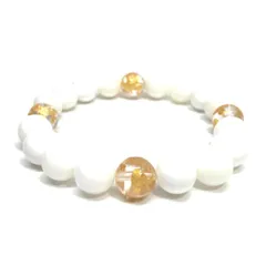 10mm 四神獣金彫水晶×ホワイト水晶 パワーストーン ブレスレット天然石 運気上昇 開運 金運 恋愛運 お守り 青龍 白虎 玄武 朱雀　[24]