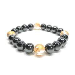 10mm 四神獣金彫水晶×ヘマタイト パワーストーン ブレスレット天然石 運気上昇 開運 金運 恋愛運 お守り 青龍 白虎 玄武 朱雀  [l]