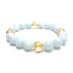 10mm 四神獣金彫オニキス×アクアマリン パワーストーン ブレスレット天然石 運気上昇 開運 幸運 恋愛運 お守り 青龍 白虎 玄武 朱雀　[24]