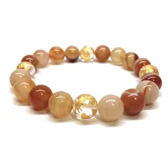 10mm 四神獣金彫水晶×カーネリアン・サードニクス（サード水晶) パワーストーン ブレスレット天然石 開運 青龍 白虎 玄武 朱雀  [l]