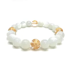 10mm 四神獣金彫水晶×ムーンストーン パワーストーン ブレスレット天然石 運気上昇 開運 幸運 恋愛運 お守り 青龍 白虎 玄武 朱雀  [l]