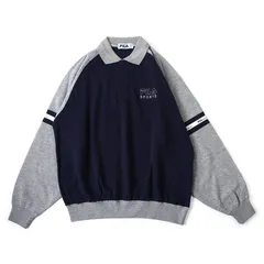 HR0500 未使用 FILA SPORTS フィラ スポーツ 長袖 ポロシャツ 47 グレー×ネイビー 紺
