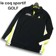 le coq sportif GOLF ルコック スポルティフ ゴルフ 通年 ロゴ刺繍★ 長袖 ポロシャツ Sz.LL メンズ 黒 大きいサイズ