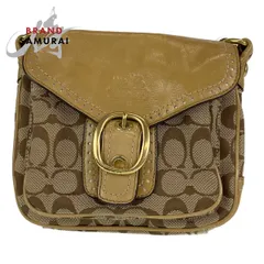 美品 COACH コーチ シグネチャー べージュ ゴールド キャンバス ショルダーバッグ 斜め掛け ポシェット レディース 400212【中古】