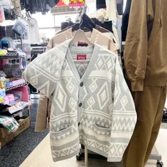 メンズ‼️ANTIBAL アンティバル⚫︎長袖　総柄　ネイティブ柄　モールニット　カーディガン　グレー　ブラウン　M L