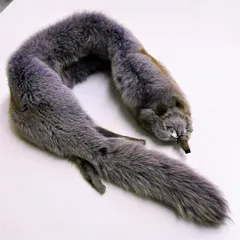 【希少色】 艶めくパープリッシュグレー フォックスファー ボア/ショール ヘッドテール付き