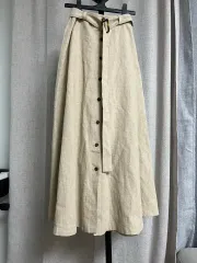 リネン Aライン ロング スカート