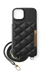 iPhone14 アイフォン14 ケース カバー ショルダー キルティング おしゃれ 可愛い 3. アイボリーブラック ブラック 黒