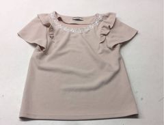 送料無料★OLIVE de OLIVE オリーブデオリーブ★半袖シャツ トップス パール付きフレアシャツ★くすみピンク★レディースMサイズ#20807sbw