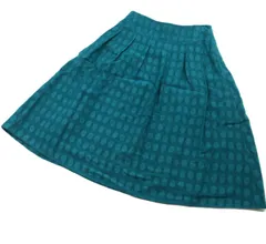 (K1216012)　Sybilla　シビラ　ドット柄フレアスカート　レーヨン×毛　グリーン　膝丈　プリーツタック　M