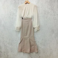 GRL グレイル ハイウエスト マーメイド ツイル スカート バックリボン レース モックネック トップス チュール ピンク グレージュ オフホワイト Mサイズ コーデ売り まとめ売り ◎、〇□