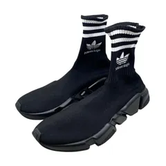 ☆E4871 バレンシアガ×アディダスコラボ スニーカー スピードトレーナー ソックス 717591 41サイズ ロゴ ブラック ホワイト BALENCIAGA×adidas