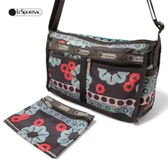 LeSportsac レスポートサック ショルダーバッグ ナイロン 花柄 グレー ポーチ付