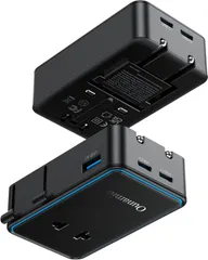 薄型軽量 海外変換プラグ 4ポート AC/USB-A/USB-C PD25W スマート温控搭載 携帯に便利なコンパクト設計