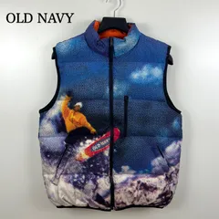 OLD NAVY 2000s vintage SNOW print reversible down vest 16 L-XL オールドネイビー 名作 転写 スノボ ダウンベスト リバーシブル ヴィンテージ