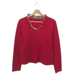 BURBERRY LONDON バーバリーロンドン 長袖カットソー 大きいサイズ:5 フリルカラー/ノバチェック   コットン100％ レッド レディース / 240001156762