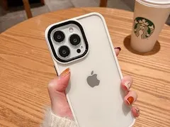 フェミニン シリコン スマホ ケース クリア+ホワイト iPhone12/12Pro　560240IP12