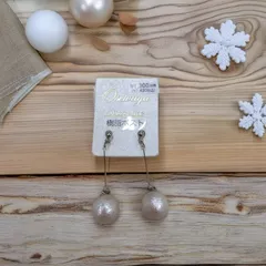 41●樹脂ポストピアス コットンパールぶらさがりシンプル 揺れるパールがおしゃれ かわいい.41-jpe5