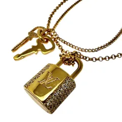 【LOUIS VUITTON/ルイ・ヴィトン】LV パドロック ネックレス GP/ラインストーン 18.7g 57cm M01593 TE0224 レディース 【中古】【真子質店】【GD】