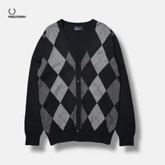 FRED PERRY アーガイル柄カーディガン ブラック M