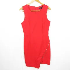 バナナリパブリック BANANA REPUBLIC ノースリーブ ワンピース 膝下丈 ストレッチ レーヨン 4 レッド kz11279
