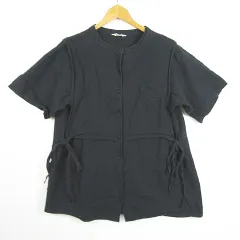 サマンサモスモス SM2 シャツ 半袖 レイヤード風 綿 麻 F ブラック kz11312