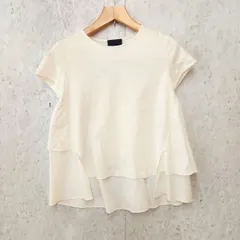 N.O.R.C ノーク タイプライターバックシャントップス 半袖 カットソー Tシャツ アシンメトリー ホワイト Fサイズ ◎、□〇☆