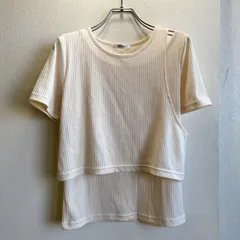 美品✨ イング INGNI Tシャツ カットソー レディース Mサイズ 半袖 リブ生地 変形 レイヤード風 重ね着風 フェイクレイヤード ストレッチ 伸縮性 アシンメトリー ナチュラル シンプル ベーシック 大人カジュアル フェミニン きれいめ 春夏コーデ