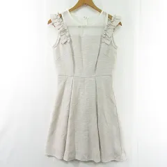 ジルバイジルスチュアート JILL by JILLSTUART ノースリーブ ワンピース 膝丈 ショルダーオープン レーヨン 麻 S ライトベージュ アイボリー kz11663