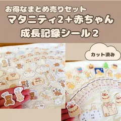【マタニティ＆ベビー２】成長記録シール🧸 1歳までを丸ごとカバー！　ベビーシール　ハンドメイド　フレークシール　マタニティシール