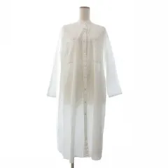 ミズイロインド mizuiro ind シャツワンピース ロング丈 長袖 無地 コットン 白 ホワイト