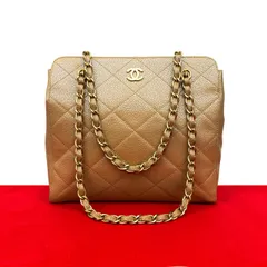 極 美品 シール 6番台 CHANEL シャネル マトラッセ ココマーク キャビアスキン レザー 本革 チェーン トートバッグ パール ベージュ 32849