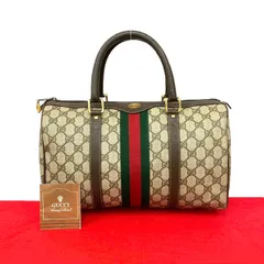 極 美品 GUCCI グッチ オールドグッチ ヴィンテージ シェリーライン GG ロゴ金具 レザー ハンドバッグ ミニ ボストンバッグ ブラウン 12536