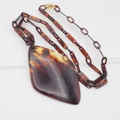 L014 鼈甲 べっ甲 ペンダント ネックレス 大ぶり ゴールド デザイン