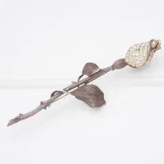 L051 ブローチ 大ぶり 薔薇 バラ ローズ ラインストーン デザイン コスチュームジュエリー