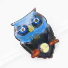 L049 七宝 JAPAN刻印 ブローチ 梟 フクロウ デザイン ヴィンテージ