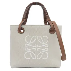 ロエベ LOEWE アナグラム 2WAYバッグ ハンドバッグ ミニトート ショルダーバッグ キャンバス/レザー ベージュ/ブラウン 中古 新入荷 OB2739