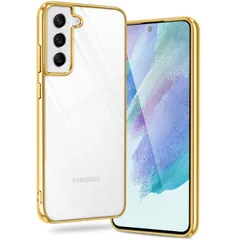 【特価セール】Galaxy S21 5G ケース クリア 金 SC-51B SCG09 GalaxyS21 カバー 保護カバー 耐衝撃 軽量 スマホケース ソフト TPU 薄型 透明 背面クリア ストラップホール付き（ゴールド）