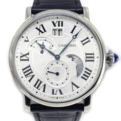 カルティエ Cartier 腕時計 ロトンド グランドデイト レトログラード W1556368 シルバー文字盤 ローマンインデックス デュアルタイム表示 デイ・ナイト表示 クロコダイルレザーベルト SS 自動巻き 【中古】のサムネイル
