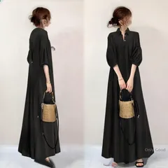 ロングワンピース 秋冬ワンピース ストライプワンピース 切り替え フェイク レイヤード風 レディース スタンドカラー 秋物 秋冬服 秋服 秋